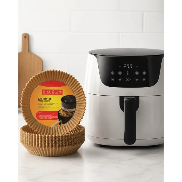 100 Adet Airfryer Kağıdı Su Geçirmez Yağ Tutmaz Pişirme Altlığı ürün görseli 1