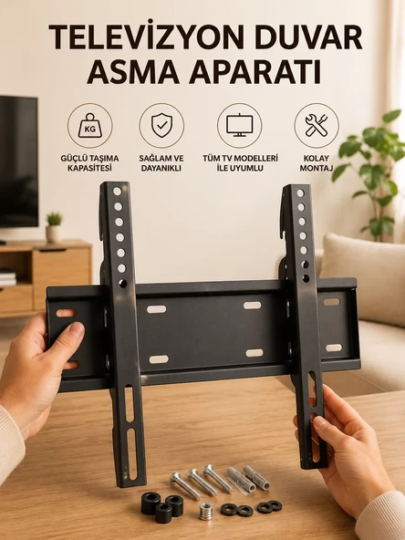 32-55 İnç Uyumlu 40 Kg Taşıma Kapatiseli Televizyon Duvar Asma Aparatı ürün görseli 1