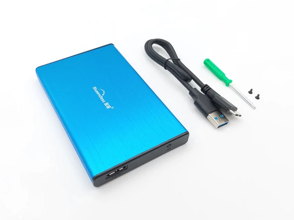 2.5-inch Hard Disk (HDD) Kutusu - USB 3.0 SATA 4.8 Gbps - Fırçalanmış Alüminyum - Mavi ürün görseli 1