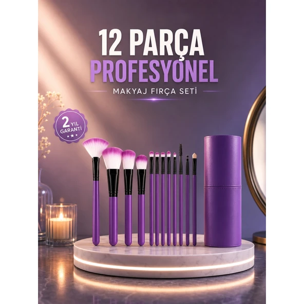 12’li Profesyonel Makyaj Fırça Seti Ultra Yumuşak Sentetik Kıllı ürün görseli 1