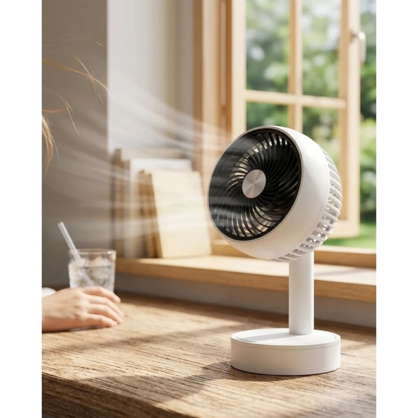 Sessiz Çalışan Şarjlı Mini Fan Masa ve Araç Kullanımına Uygun ürün görseli 1
