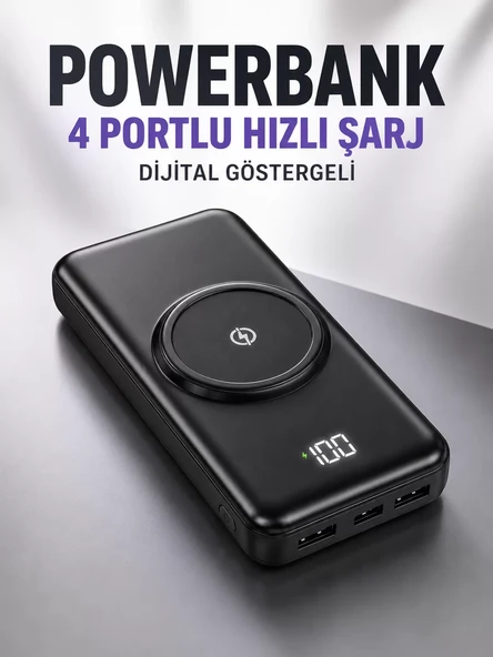 10.000 Mah Powerbank 4 Portlu Hızlı Şarj Dijital Göstergeli ürün görseli 1