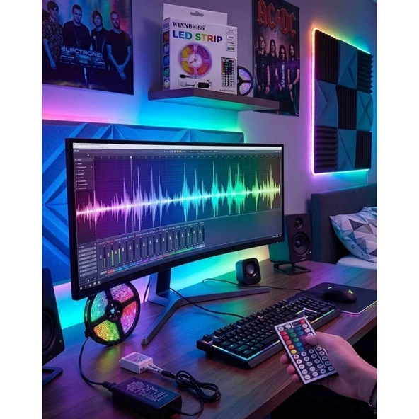 5050 RGB LED Şerit 5 Metre Uzaktan Kumandalı Ortam Aydınlatma Led ürün görseli 1