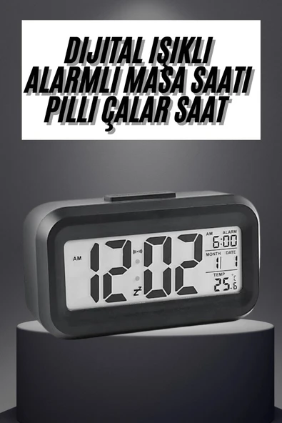 Gece Dijital Masa Saati Dijital Alarmlı Led Ekran Pilli Çalar Saat ürün görseli 1