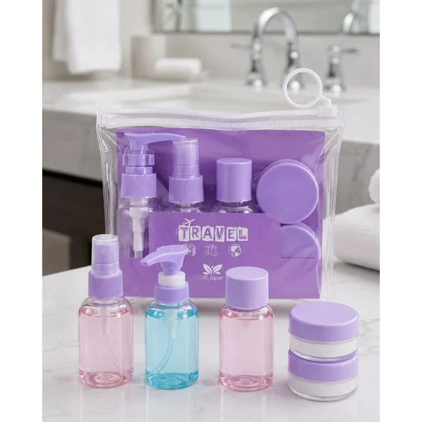 Şeffaf Seyahat Dolum Şişesi Seti 5 Parça Kozmetik Organizer ürün görseli 1