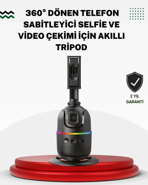 Sosyal Medya İçerikleri İçin Otomatik Yüz Takipli 360° Döner Gimbal Stand ürün görseli 1