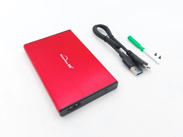 2.5-inch Hard Disk (HDD) Kutusu - USB 3.0 SATA 4.8 Gbps - Fırçalanmış Alüminyum - Kırmızı ürün görseli 1