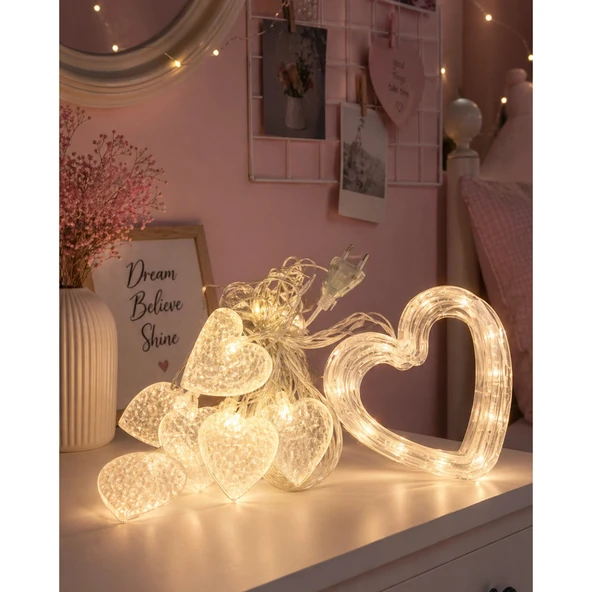 Kalp Figürlü LED Neon Dekor Işığı Romantik Ortam Aydınlatması ürün görseli 1