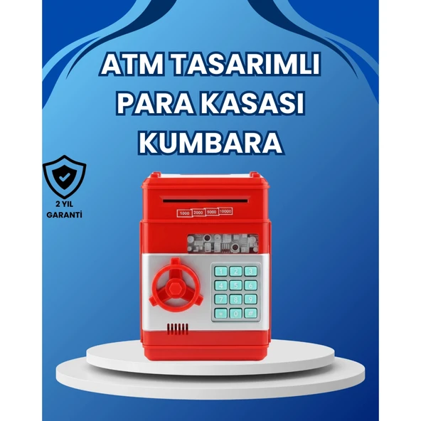 Kırmızı ATM Tasarımlı Şifreli Para Kasası Kumbara ürün görseli 1