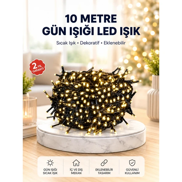 Uzun Ömürlü LED Teknolojili 10 Metre Şık Işıklı Süsleme Seti ürün görseli 1