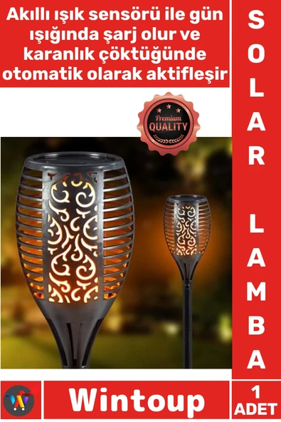 #SolarLamba Güneş Enerjili Su Geçirmez Dış Mekan Otomatik Sensörlü Alev Efektli Solar Bahçe Lamba ürün görseli 1