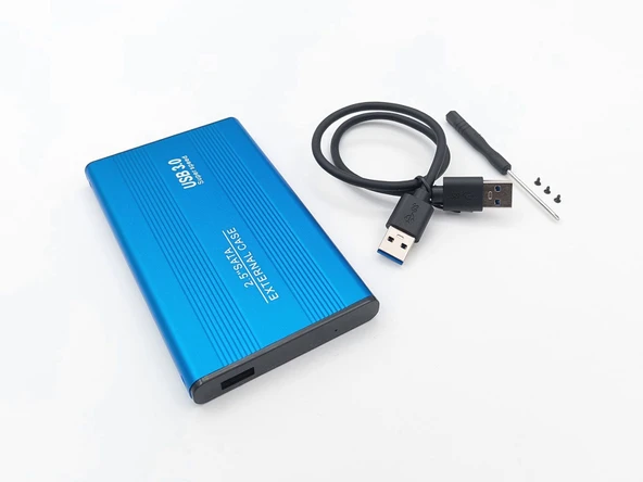 2.5-inch Hard Disk (HDD) Kutusu - USB 3.0 SATA 4.8 Gbps - Alüminyum - Mavi ürün görseli 1