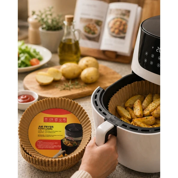 Airfryer Pişirme Kağıdı 100 Lü Yapışmaz Yağ Geçirmez Kağıt ürün görseli 1