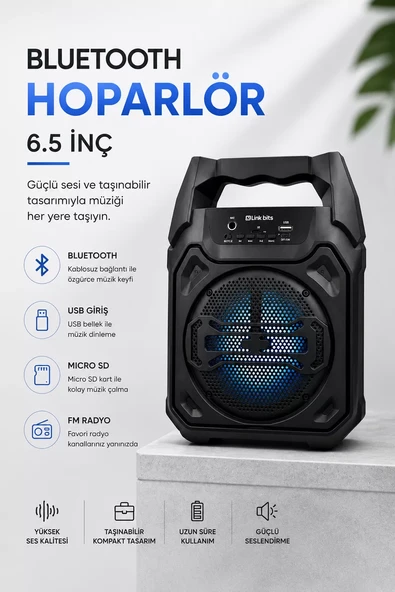 Mikrofonlu Bluetooth Ses Sistemli USB Micro SD FM ve Uzun Pil Ömrü ürün görseli 1