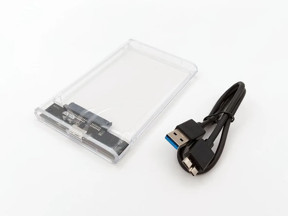 2.5-inch Hard Disk (HDD) Kutusu - USB 3.0 SATA 4.8 Gbps - Plastik - Şeffaf ürün görseli 1
