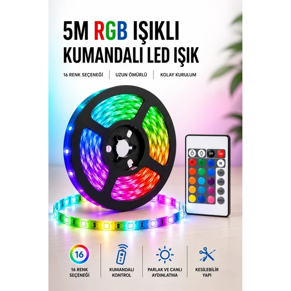 5M RGB Işıklı Her Ortama Uygun Led Işık ürün görseli 1