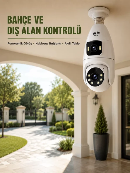 Wi-Fi Ampul Kamera Sistemi Gece Görüşlü Çift Lens ürün görseli 1