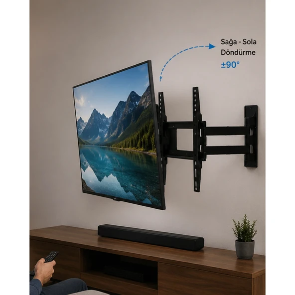 LCD LED TV Duvar Aparatı Çift Kollu Hareketli Askı Sistemi ürün görseli 1