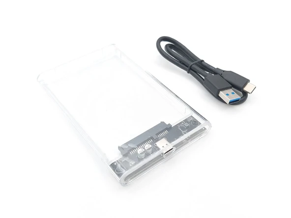 2.5-inch Hard Disk (HDD) Kutusu - USB 3.1 Type-C SATA 10 Gbps - Plastik - Şeffaf ürün görseli 1