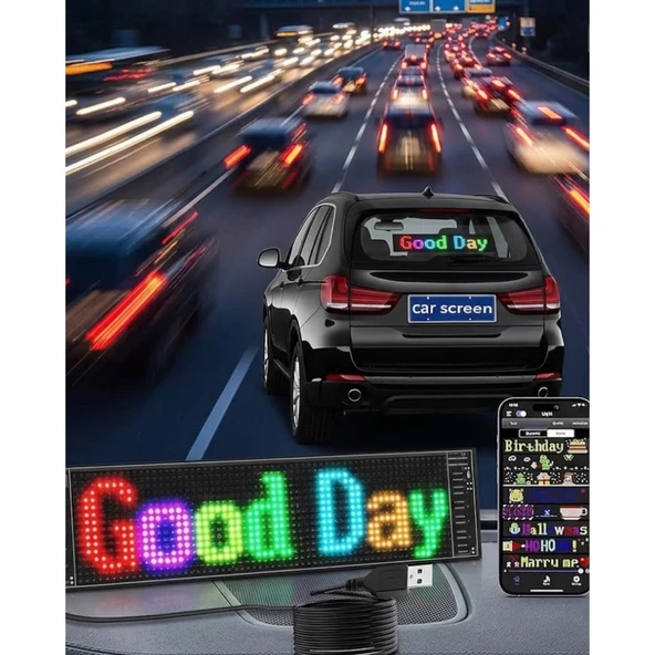 RGB LED Yazı Paneli Telefon Kontrollü Kayan Yazı Animasyonlu Ekran ürün görseli 1