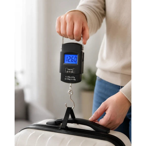 Dijital El Kantarı 50 Kg Hassas LCD Ekranlı Bagaj Tartısı ürün görseli 1