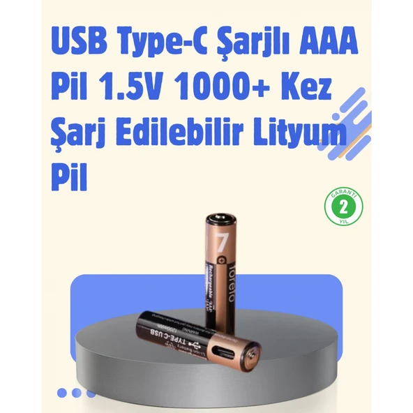 USB Type-C Şarjlı AAA Lityum Pil 1000+ Şarj Döngüsü ile Uzun Ömür ürün görseli 1
