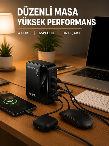 USB-A ve USB-C Girişli Çoklu Şarj Cihazı ürün görseli 1