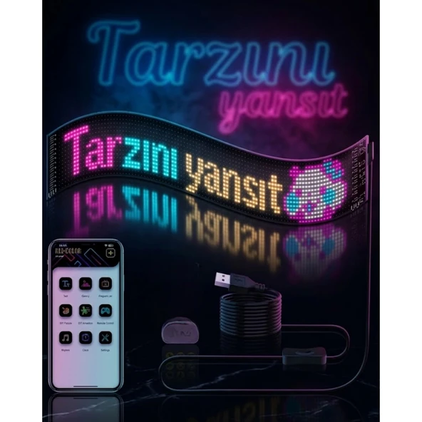 RGB LED Matrix Panel Esnek Yapı Uygulama Kontrollü Kayan Yazı Ekranı ürün görseli 1