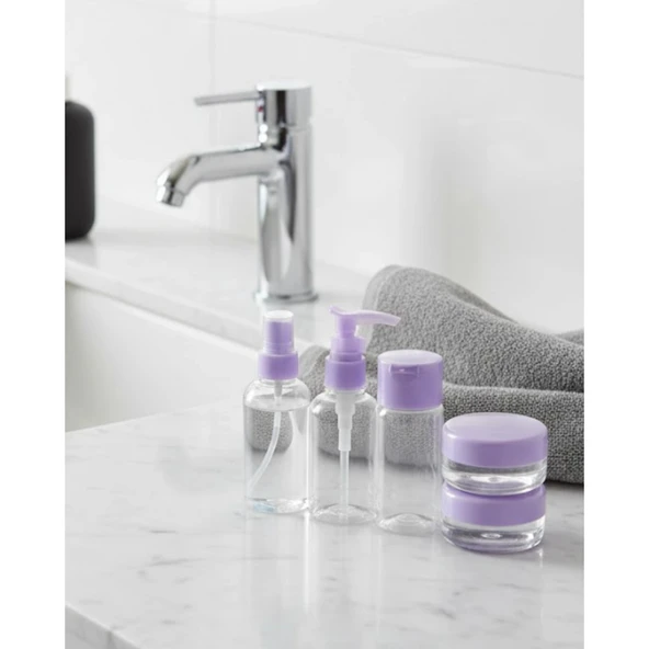 5 Parça Seyahat Banyo Seti 30 ml Şeffaf Taşınabilir Şişe Seti ürün görseli 1