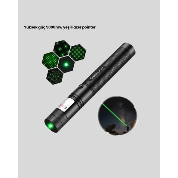 5000mW Yeşil Lazer Pointer Profesyonel Uzun Menzilli - Resim 2