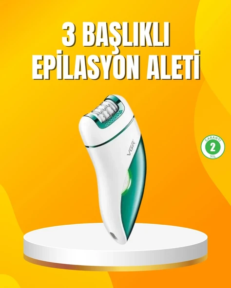 Şarjlı 3’ü 1 Arada Vgr Epilatör Led Işıklı Suya Dayanıklı Hassas Bölge Epilasyon Makinesi ürün görseli 1
