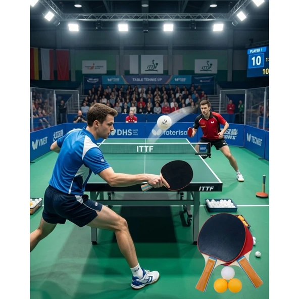 Masa Tenisi Oyun Seti 2 Raket 3 Top Evde Spor ve Eğlence ürün görseli 1