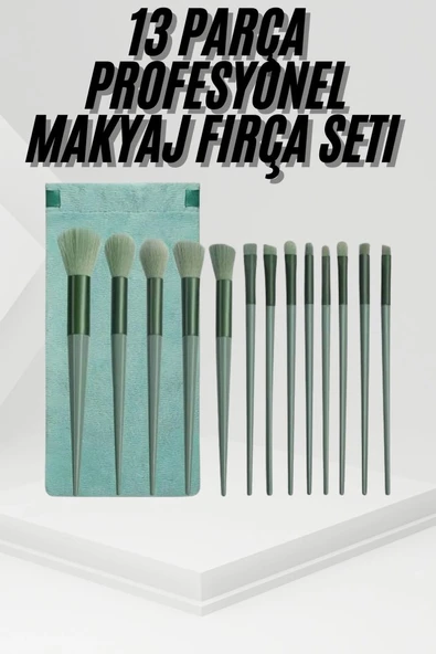 13 Parça Taşınabilir Kılıflı Profesyonel Makyaj Fırça Seti Pudra Allık Fondöten Fırçası ürün görseli 1
