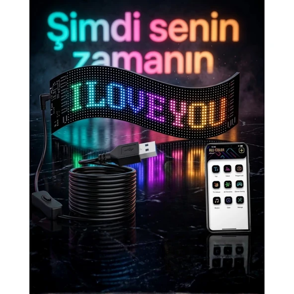 60 cm LED Matrix Panel 16x96 Piksel Bluetooth Kontrollü RGB Kayan Yazı Ekranı ürün görseli 1