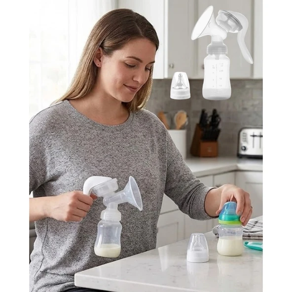 BPA İçermez Manuel Anne Sütü Pompası Biberon Başlıklı Ergonomik ürün görseli 1