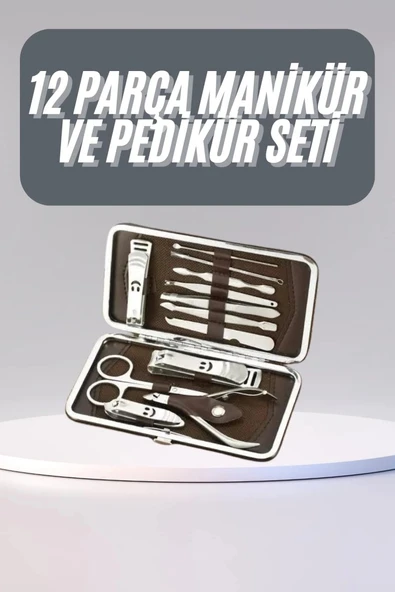 12 Parça Manikür Pedikür Seti Tırnak Bakımı Nasır Temizleme El Ayak Bakımı ürün görseli 1