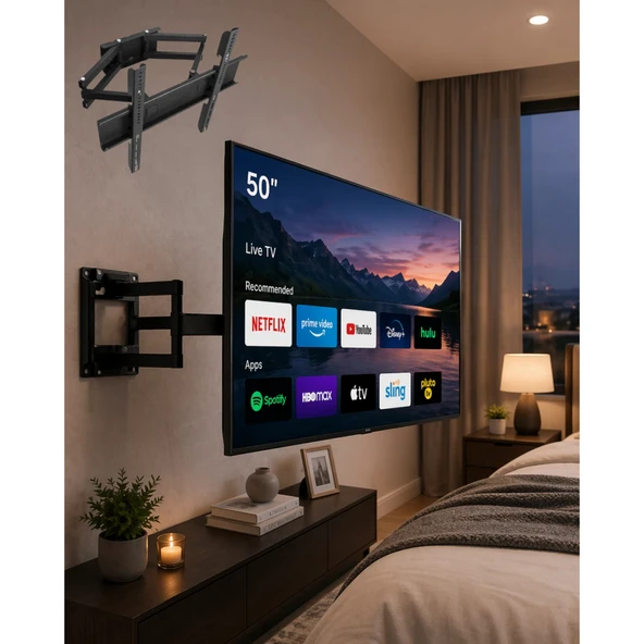 32 55 İnç TV Askı Aparatı Hareketli Duvar Askısı Döner Televizyon Tutucu ürün görseli 1