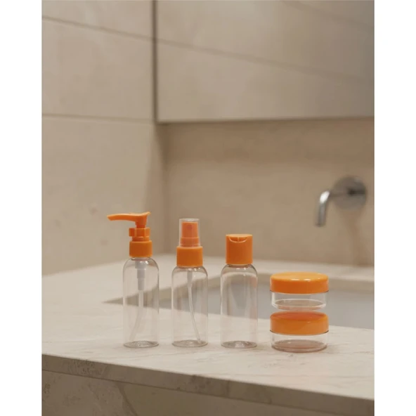 30 ml 5’li Seyahat Şişesi Seti Çantalı Kozmetik Organizer ürün görseli 1
