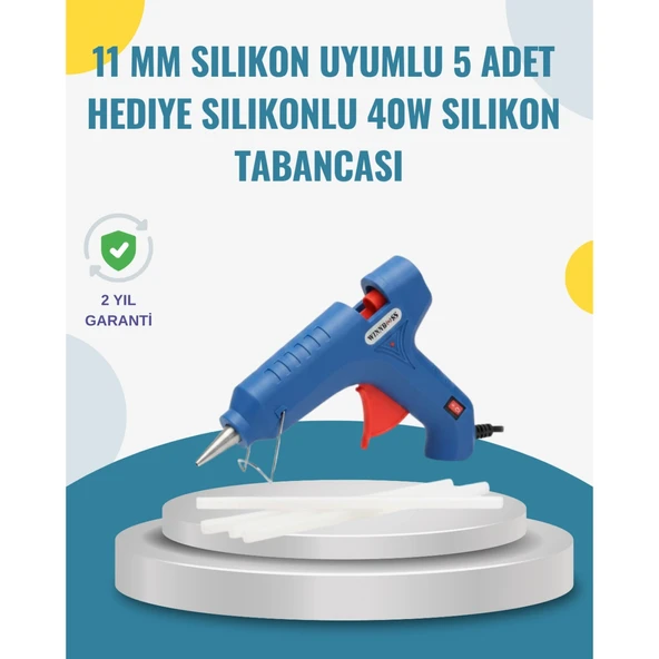 5 Silikon Hediyeli 40W Sıcak Silikon Tabancası Pratik Güçlü Kullanım ürün görseli 1