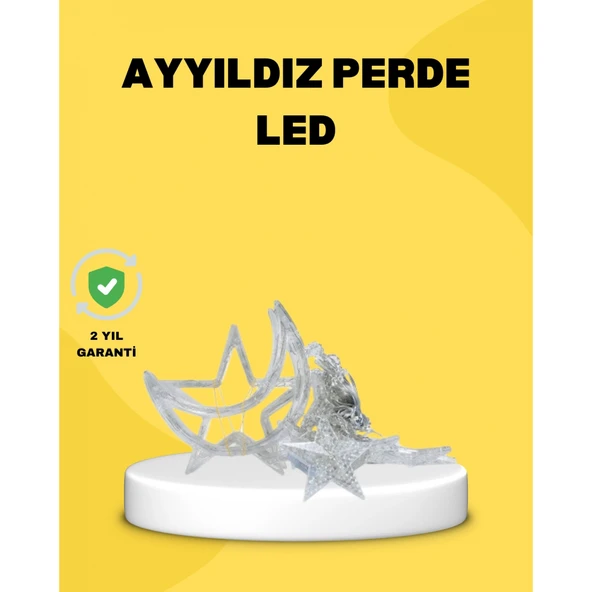 126 LED’li Yıldız Ay Perde Işık Prizden Çalışan Dekoratif Aydınlatma ürün görseli 1