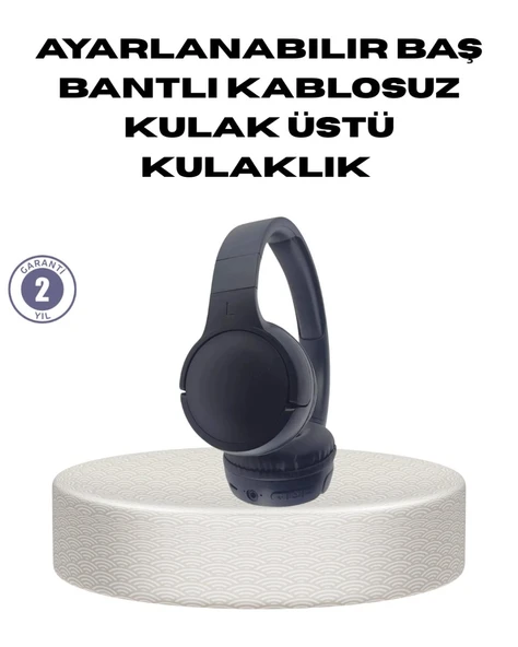 Bluetooth 5.0 Siyah Kablosuz Kulaklık 18 Saat Batarya Katlanabilir Tasarım ürün görseli 1