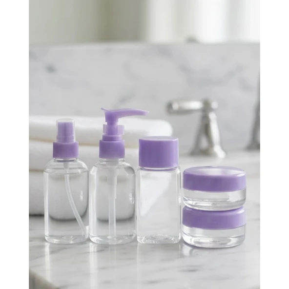 Seyahat İçin 5’li Şeffaf Kozmetik Şişe Seti 30 ml ürün görseli 1