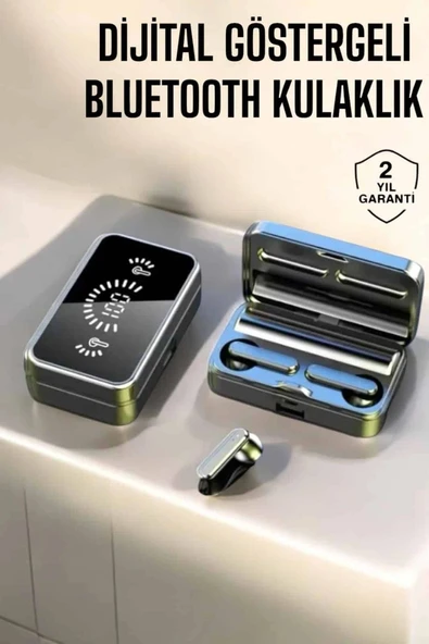 Aynalı Bluetooth Kulaklık Telefon Standlı Dijital Göstergeli ürün görseli 1