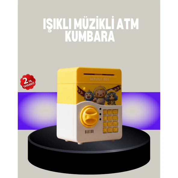 Sarı Şifreli Eğitici Çocuk Kumbarası Otomatik Para Girişli ürün görseli 1