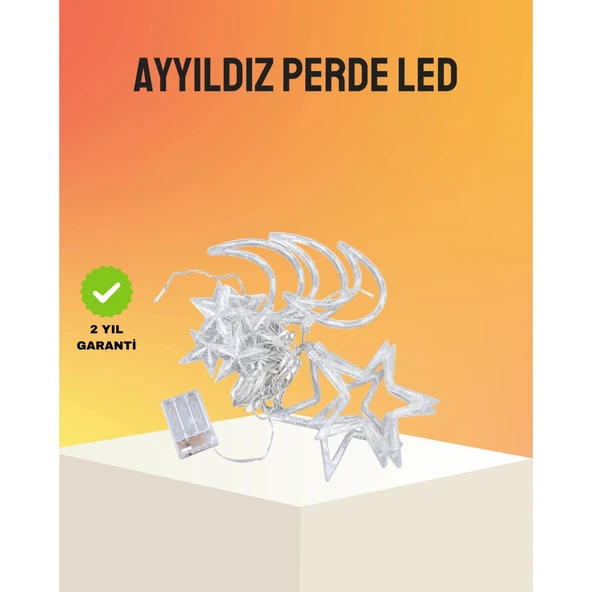 Yıldız ve Ay Figürlü Prizli Perde LED Işık Romantik Ortam Aydınlatması ürün görseli 1