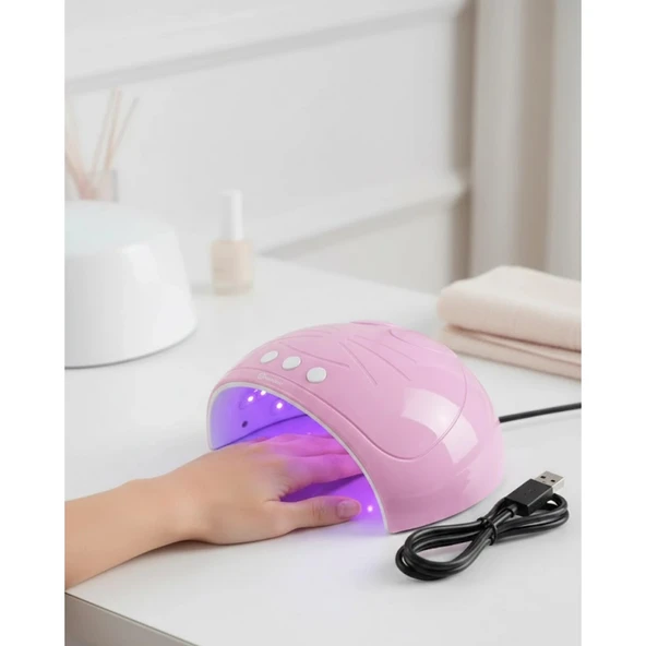 Ultraviyole Işıklı 15 Ledli 45W Oje Kurutucu Makine Pembe ürün görseli 1