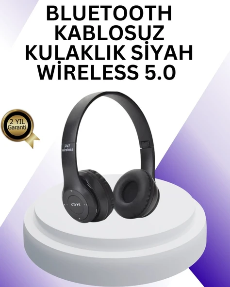 Bluetooth 5.0 Kablosuz Kulak Üstü Kulaklık | Stereo Ses Ve Katlanabilir Tasarım ürün görseli 1