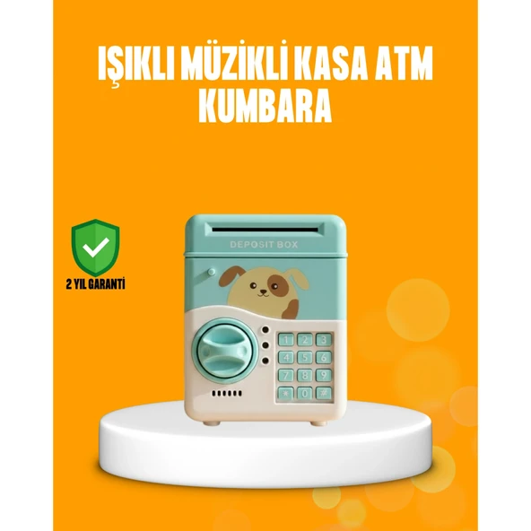 Su Yeşili ATM Kasa Görünümlü Elektronik Şifreli Çocuk Kumbarası ürün görseli 1