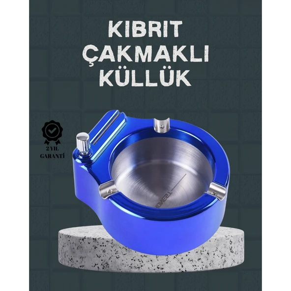 Masa Üstü Çakmaklı Küllük Paslanmaz Metal Gövde ürün görseli 1