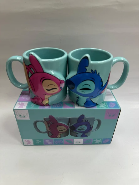 Öpüşen Stitch 2li Kupa Bardak ürün görseli 1